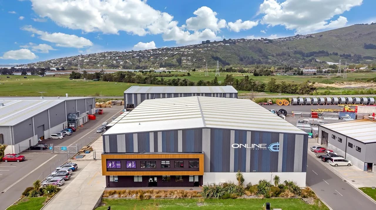 Front view of the Online Distribution warehouse representing secure facilities and site control